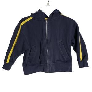 Gap Boys Size XS Zip Up Hoody Pockets Navy Long Sleeve Yellow Stripe